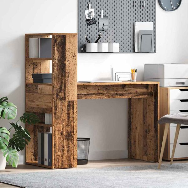 vidaXL Stôl s poličkou Staré drevo 113 x 54 x 120 cm Kompozitné drevo
