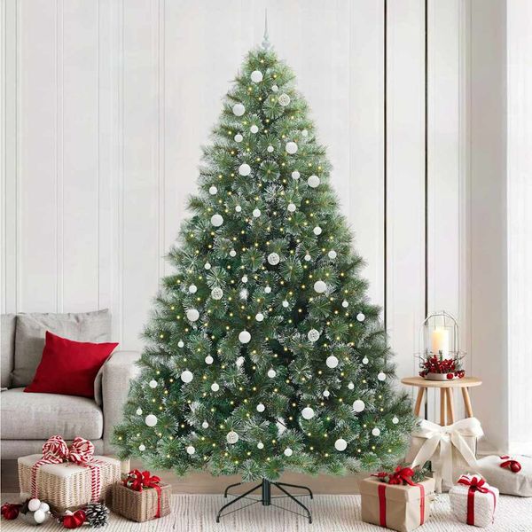 vidaXL Umelý vianočný stromček s 300 LED-i Zelená 240 cm PE a PVC