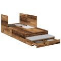 vidaXL Rám postele s úložným prostorem so zásuvkou Staré drevo 90 cm