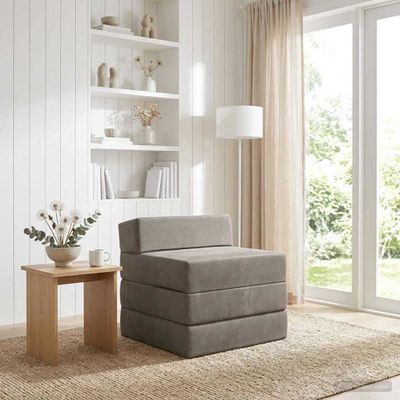 vidaXL Skladacia pohovka na spaní Svetlosivá 200 x 70 x 15 cm Zamat