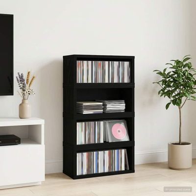 vidaXL Roh na skladovanie CD 4 ks Čierny dub 40 x 17 x 17 cm