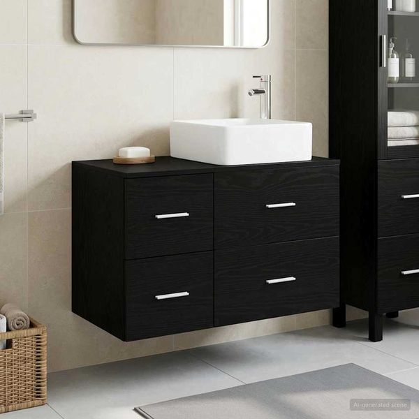 vidaXL Sada kúpeľňového nábytku 2 pcs Čierny dub Kompozitné drevo