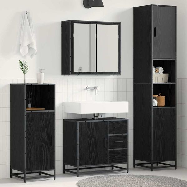 vidaXL Sada kúpeľňového nábytku 3 pcs Čierny dub Kompozitné drevo