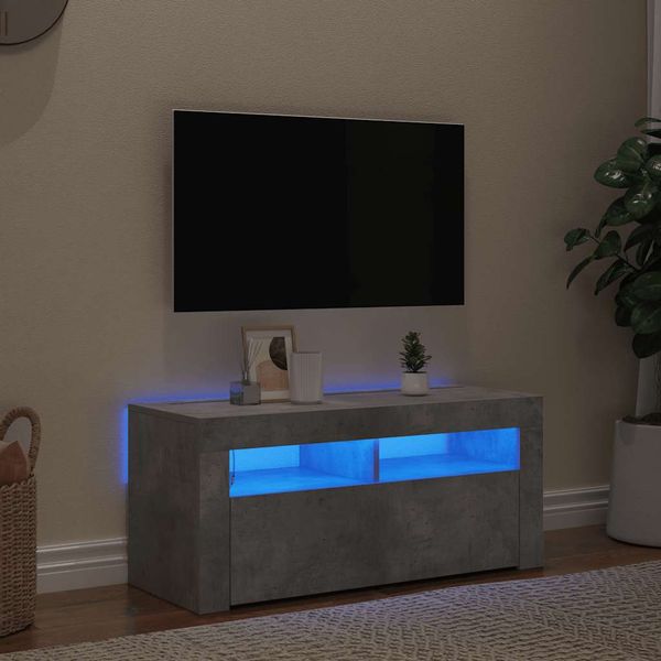vidaXL TV skrinka s LED svetlami betónová sivá 90x35x40 cm