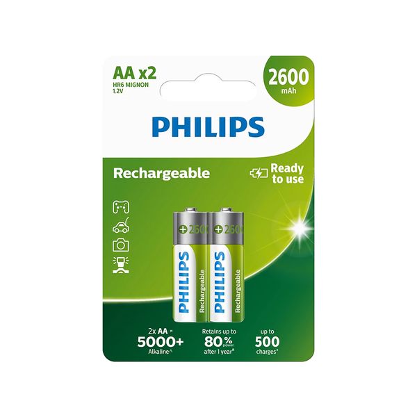 PHILIPS Nabíjateľná batéria AA NiMH 2600mAh sada 2 ks.