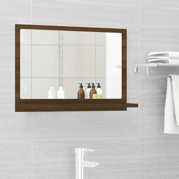 vidaXL Kúpeľňové zrkadlo hnedý dub 60x10,5x37 cm spracované drevo