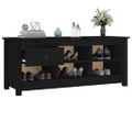 vidaXL Skrinka na topánky čierna 110x38x45,5 cm masívna borovica