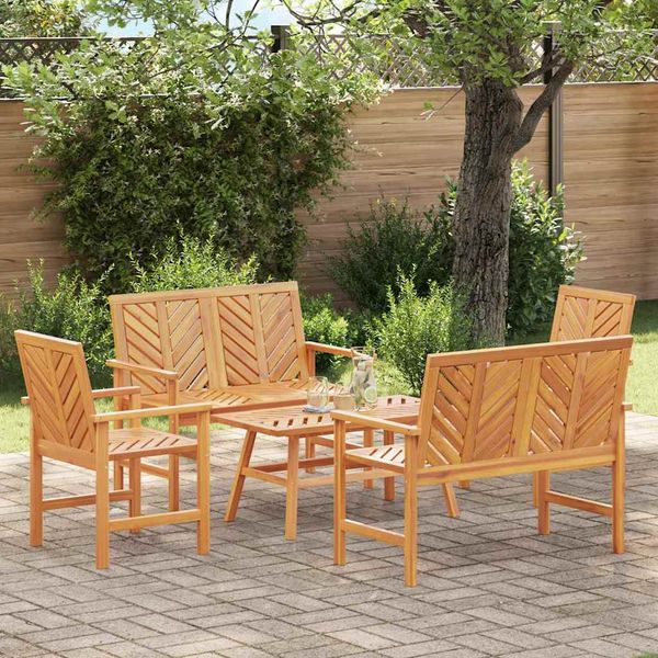 vidaXL Záhradný lounge set 5 pcs Hnedá Pevné akáciové drevo