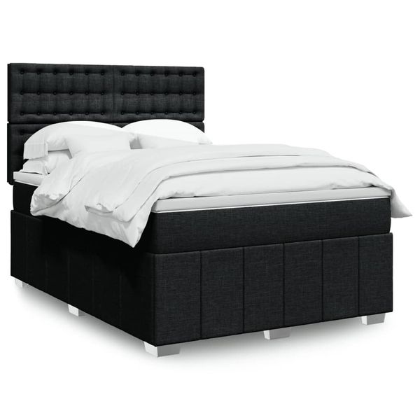 vidaXL Posteľný rám boxspring s matracom čierny 140x200 cm látka