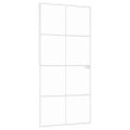 vidaXL Vnútorné dvere biele 93x201,5 cm tvrdené sklo a hliník úzke