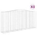 vidaXL Oblúkové gabiónové koše 3ks 400x50x180/200cm pozinkované železo