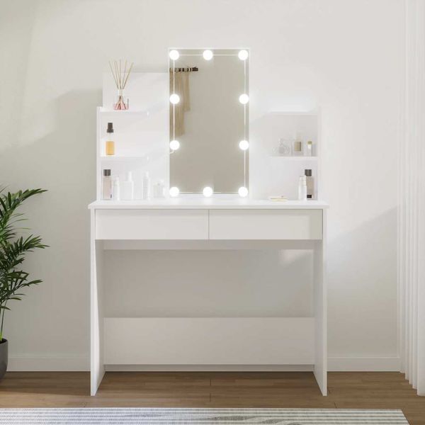 vidaXL Toaletný stolík so LED biely 96x40x142 cm