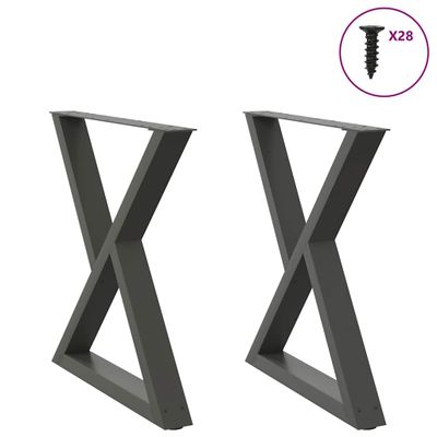 vidaXL Nohy k jedálenskému stolu 2 ks antracitové 80x(72-73,3) cm oceľové