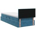 vidaXL Úložná posteľ s čelnou doskou Tmavomodrá 90 x 200 cm Zamat