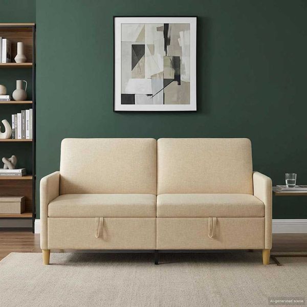 vidaXL Sofa s úložným priestorom Krémová 172 x 78 x 87 cm Polyester