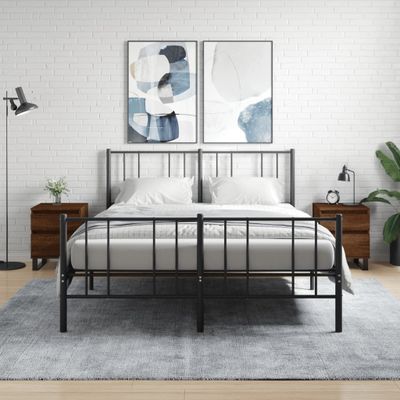 vidaXL Nočné stolíky 2 ks hnedý dub 40x35x50 cm kompozitné drevo