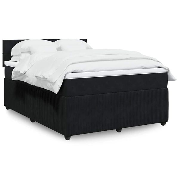 vidaXL Posteľný rám boxspring s matracom čierny 160x200 cm zamat