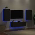 vidaXL 3-dielne TV nástenné skrinky s LED svetlami čierne