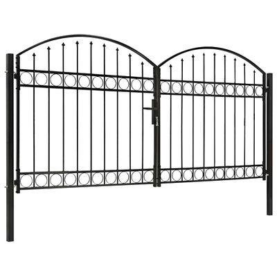vidaXL Plotová brána ASSEN s dvojitými dverami a klenutým vrchom, oceľ 300x125 cm