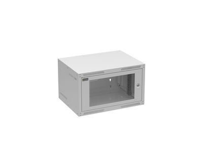 Rozvádzač nástěnný GrandN 6U 450 mm, dvere sklo, RAL 7035, GrandN-6U-645-11-G