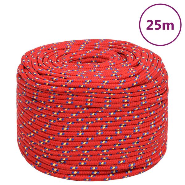 vidaXL Lodné lano červené 6 mm 25 m polypropylén