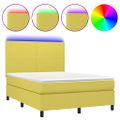vidaXL Posteľ boxsping s matracom a LED zelená 140x190 cm látka