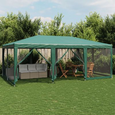 vidaXL Párty stan s 10 sieťkovanými bočnými stenami zelený 6x4 m HDPE