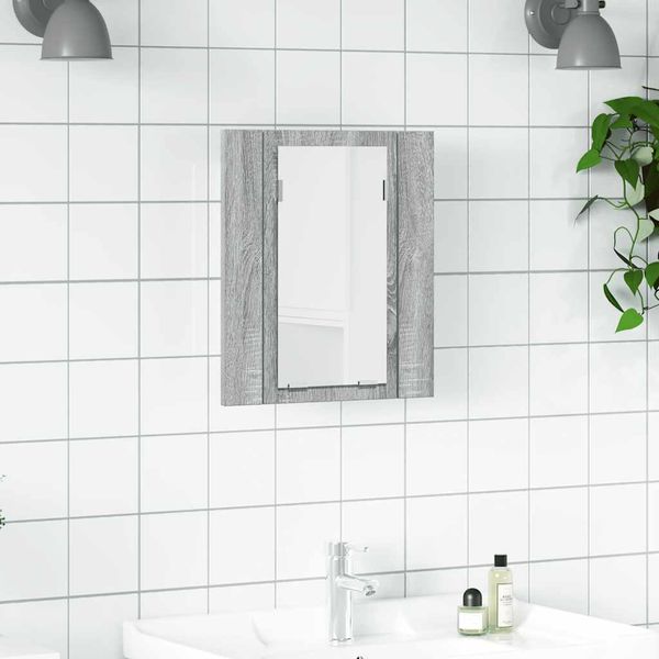 vidaXL LED zrkadlová skrinka sivá sonoma 40x12x45 cm kompozitné drevo