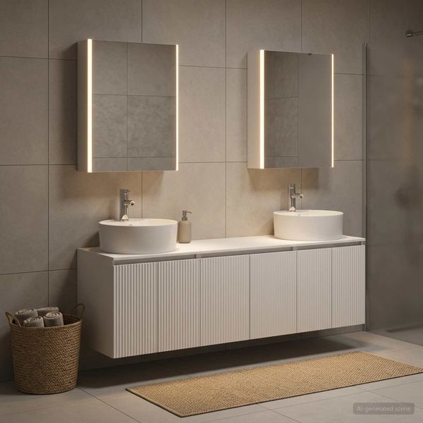 vidaXL Set kabinetov do kúpeľne 5 pcs Biela Kompozitné drevo