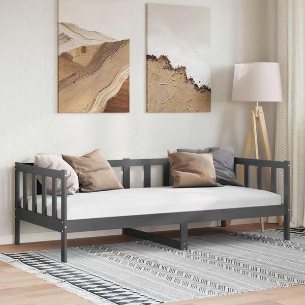 vidaXL Denná posteľ sivá borovicový masív 90x200 cm
