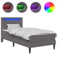 vidaXL Rám postele s LED pásikmi Sivá 90 x 200 cm Umelá koža