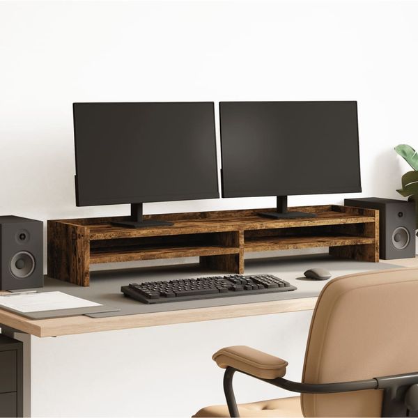 vidaXL Stojan na monitor dymový dub 100x24x16 cm kompozitné drevo