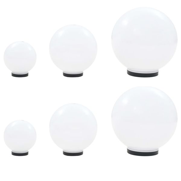 vidaXL Sada LED lámp v tvare gule 6 ks 20/30/40 cm PMMA