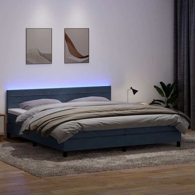 vidaXL Posteľný rám boxspring s matracom a LED tmavosivý 180x210 cm zamat