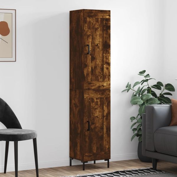 vidaXL Vysoká skrinka dymový dub 34,5x34x180 cm spracované drevo