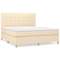 vidaXL Posteľný rám boxspring s matracom krémový 160x200 cm látka