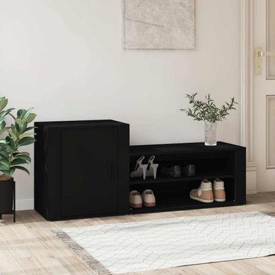 vidaXL Botník čierny 130x35x54 cm spracované drevo