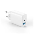 Forever TC-07-30AC PD QC charger 1x USB-C 1x USB 30W white + USB-C - USB-C cable 60W