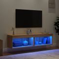 vidaXL TV skrinky s LED svetlami 2 ks dub sonoma 60x30x30 cm