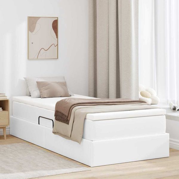 vidaXL Postel s úložným prostorem a matrací Biela 90 x 190 cm