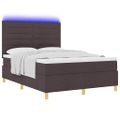 vidaXL LED box s pružinami s matracmi Tmavohnedá 160 x 200 cm látka