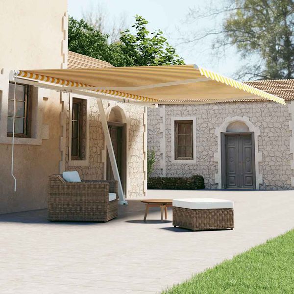 vidaXL Samostatne stojaca automatická markíza 500x300 cm žlto-biela