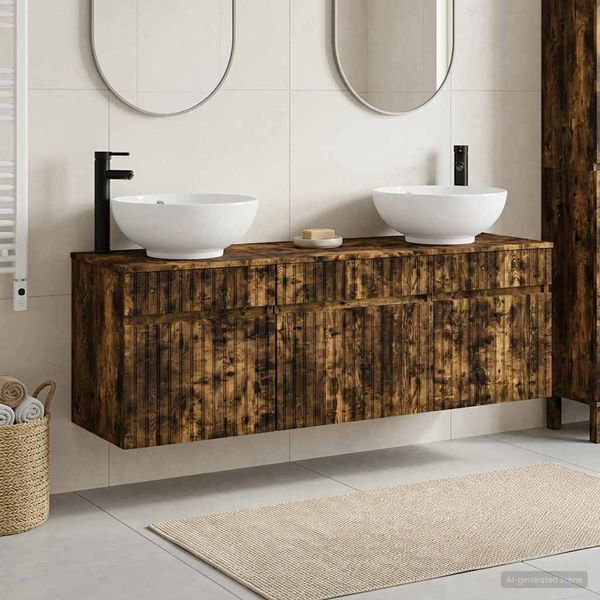 vidaXL Set kabinetov do kúpeľne 3 ks Dymový dub 49 x 44,5 x 66,5 cm