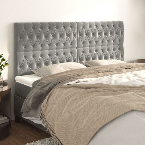 vidaXL Čelo postele svetlosivé 180x7x118/128 cm zamatové