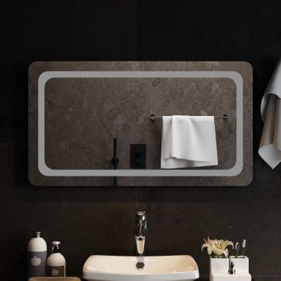 vidaXL Zrkadlo do kúpeľne s LED Priehľadná 90 x 50 cm tvrdené sklo
