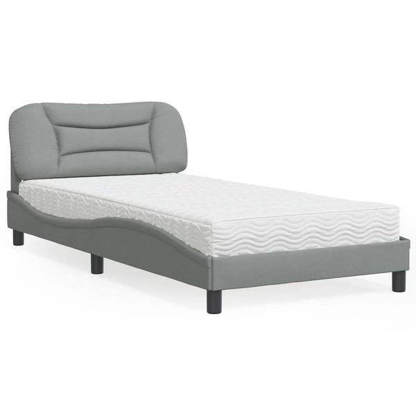 vidaXL Posteľ s matracom Hvar bledosivá 100x200 cm látka