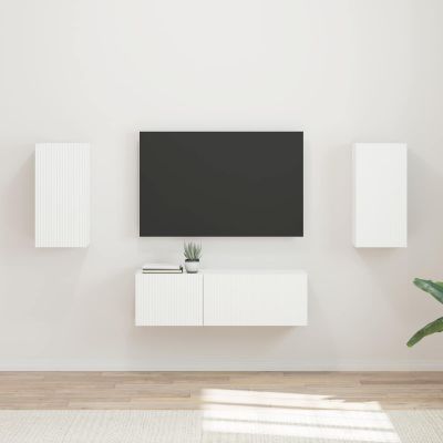 vidaXL Sada nástenného kabinetu na TV 4 pcs Biela Kompozitné drevo