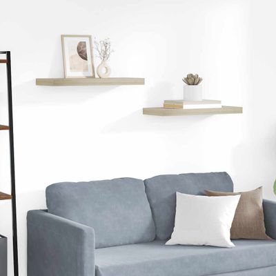 vidaXL Plávajúce nástenné police 2 ks, dubové 60x23,5x3,8 cm, MDF