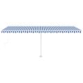 vidaXL Automatická markíza, LED a senzor vetra 600x300 cm, modrá/biela