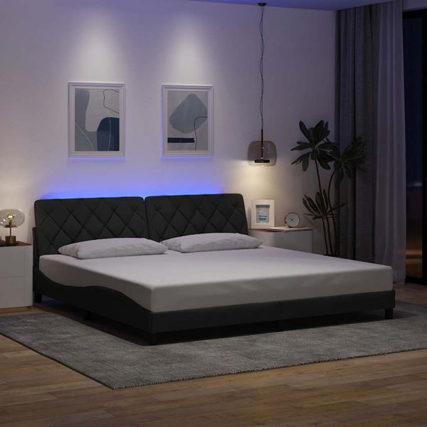 vidaXL Rám postele s LED bez matraca tmavosivá 200x200 cm látka
